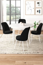 Hanah Home Juego de Mesa y Sillas de Comedor de 5 Piezas Blanco y Negro